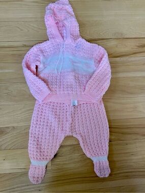 Vintage Stork Club Pink Baby Sweater & Pants Set 6-9 Months